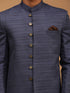 Vastramay Men's Navy Blue Sherwani Only Top